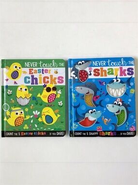 Never Touch the Easter Chicks, and Sharks Board Books Set Kids Sensory Textured